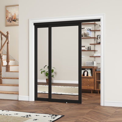 Portes de garde-robe coulissantes à miroir pleine grandeur de 80 po de hauteur avec quincaillerie et poignées pour porte de garde-manger