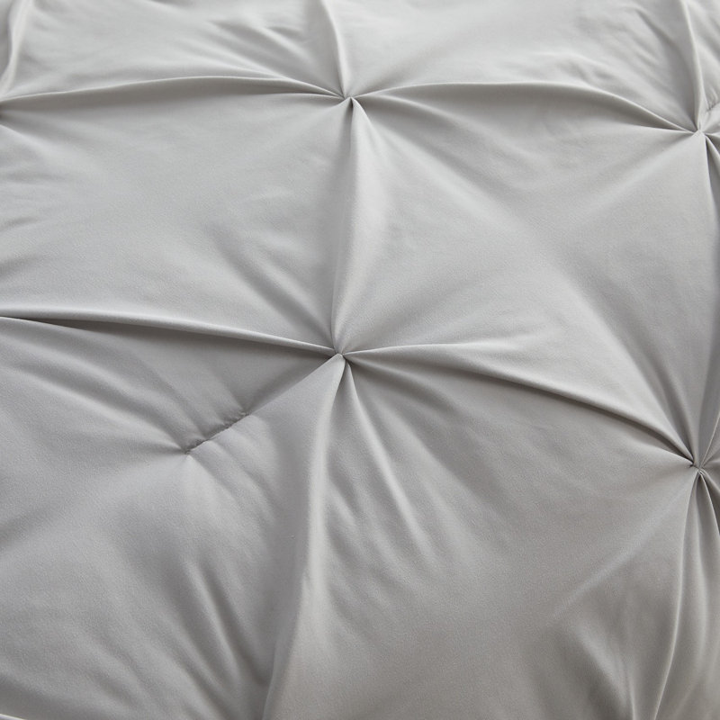 Housse de couette avec insert Pinch Pleat, Couette pour grand lit + 3 pièces supplémentaire, Gris argenté