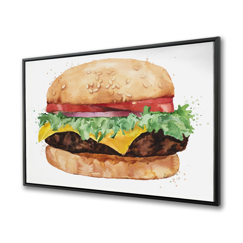 Art sur toile, "Cheeseburger" à l'aquarelle