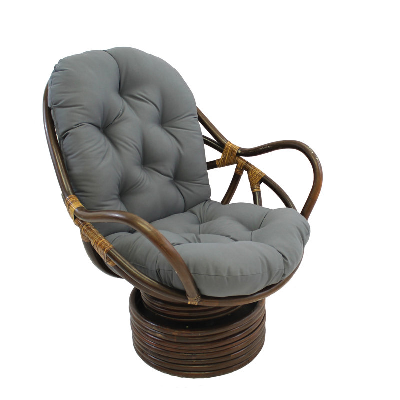 Fauteuil capitonné en polyester 33 po Bilyeu, Sergé de coton gris acier