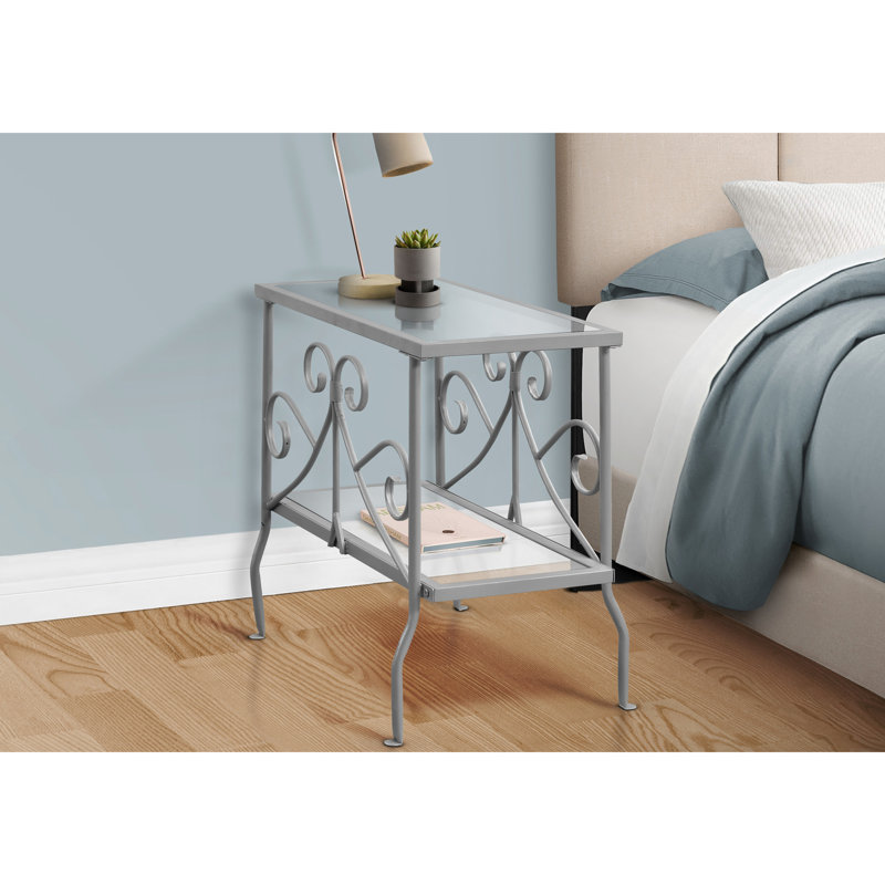 Console traditionnelle avec structure en métal et verre trempé pour les surfaces latérales doubles en gris