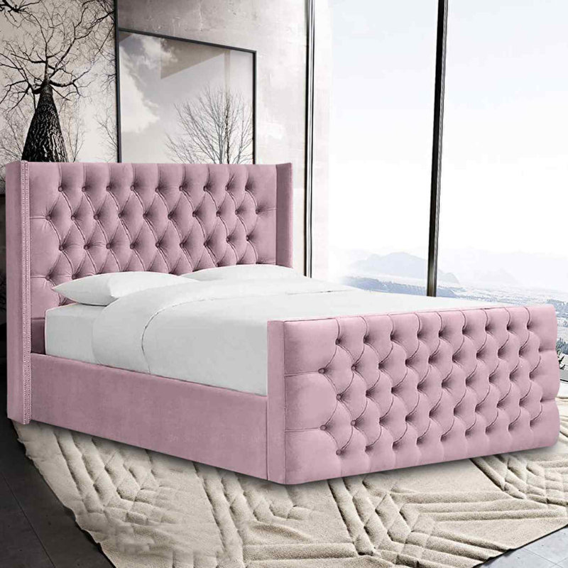 Upholstered Bed, Small Double (4'), Pink