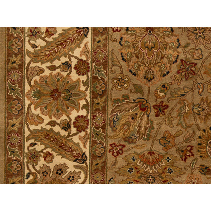 Tapis taupe et crème noué à la main de haute qualité