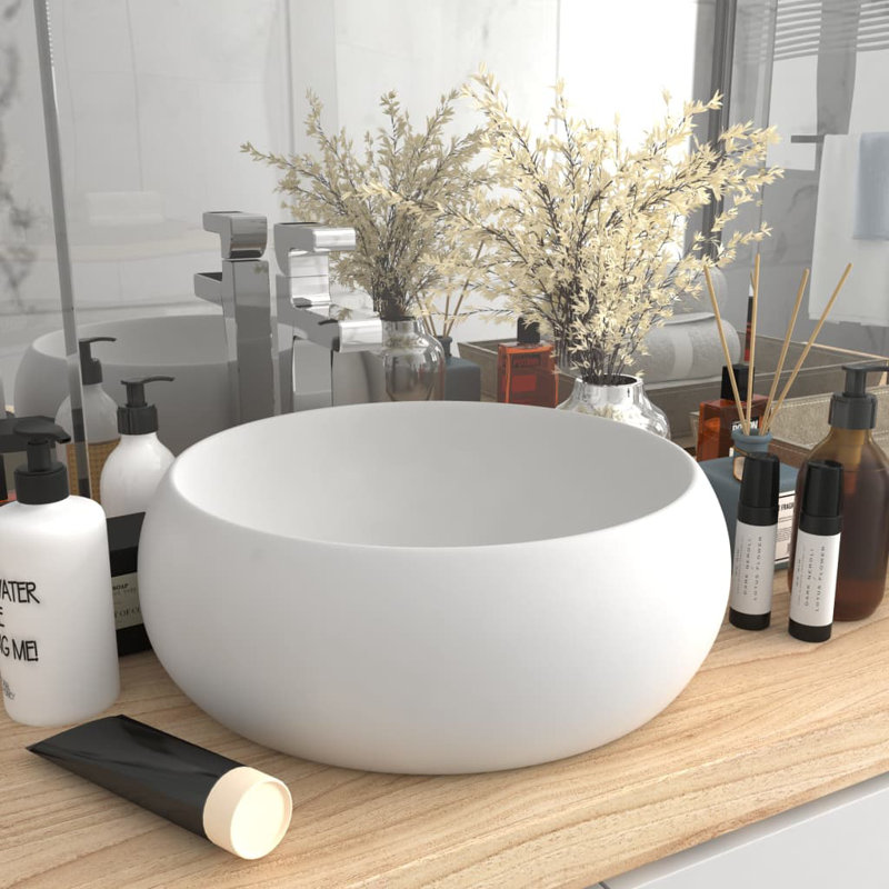 Belfry Bathroom Baymore 400mm L x 400mm W Ceramic Circular Sink, White