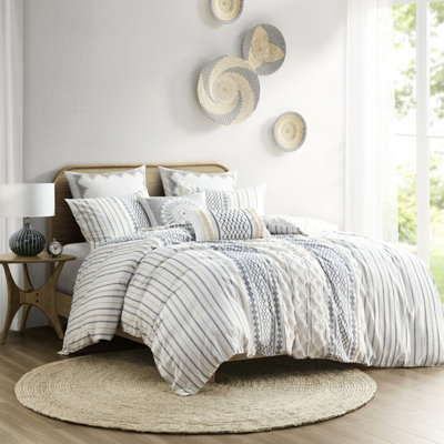 Housse de couette en coton très grand / très grand - chenille, motifs géométriques, sans produits chimiques avec multicolore, 4 attaches de coin, literie chaude et douce