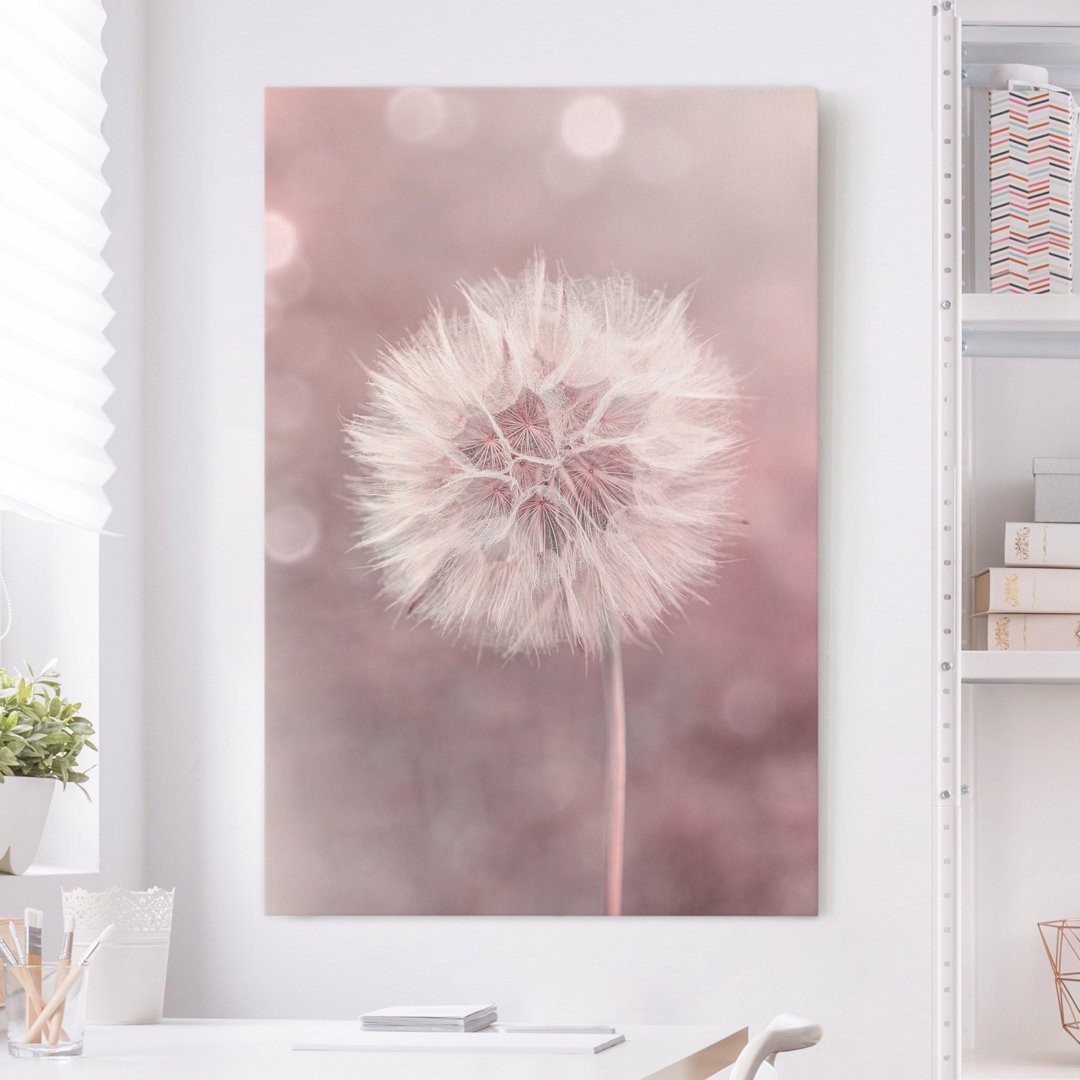 Leinwandbild Pusteblume in Rosa