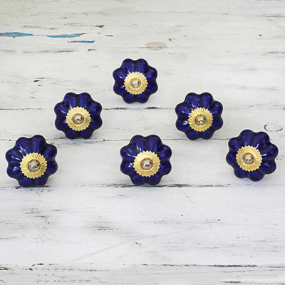 Oversized Argie Handmade Floral Beauties Ceramic Cabinet Round Knob Multipack