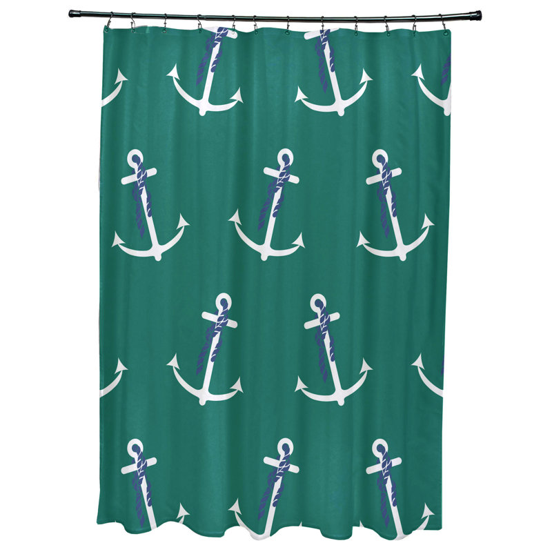 Rideau de douche simple à imprimé géométrique, Vert, Ancre fantaisie