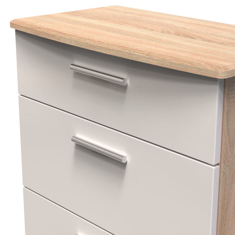 Borgeson 77 cm W Chest of 3 Drawers, Kashmir Gloss/Bardolino Oak
