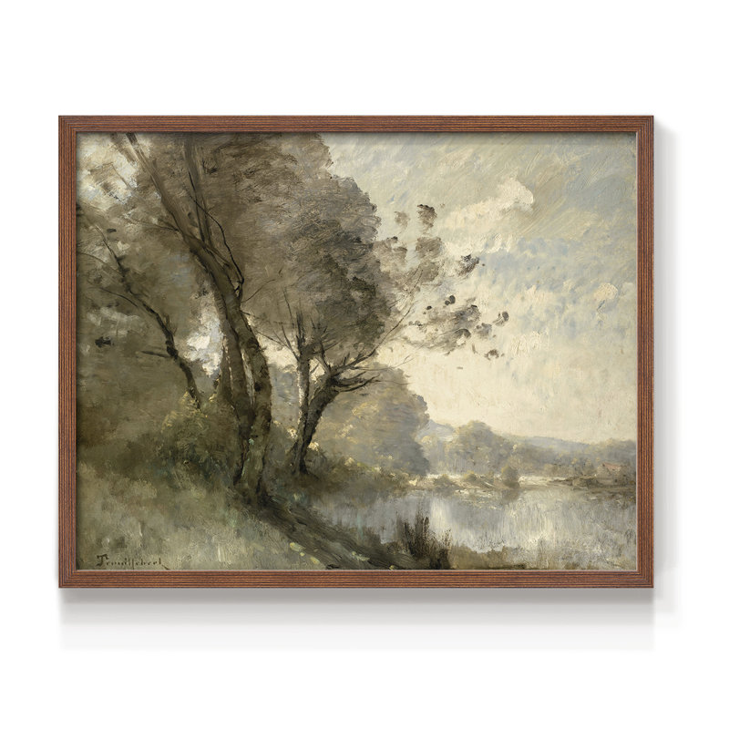 Paysages rétro-XXIII - impression encadrée - réaménageable, Noyer, H 11 po x l 14 po