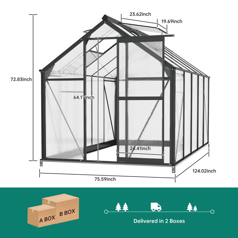 Serre extérieure de 6 pi, serre en polycarbonate pour l'extérieur