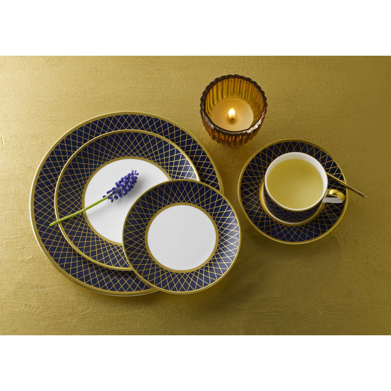Handmade Bone China Saucer, Navy Blue