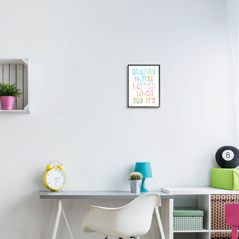 «Amazing Things Happen Expression» par Lil 'Rue - Art textuel sur bois, H 14 po x l 11 po x P 1,5 po