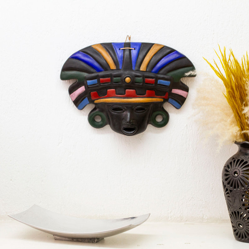 Novica Aztec Warrior Ceramic Mask