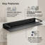 Modern Black Metal Floating Wall Shelf with Rail for Versatile Storage