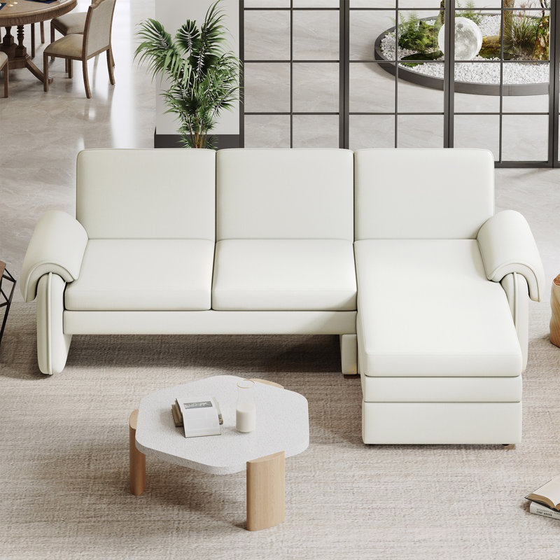Canapé-lit futon convertible 94,1 po avec dossier réglable, Chenille beige