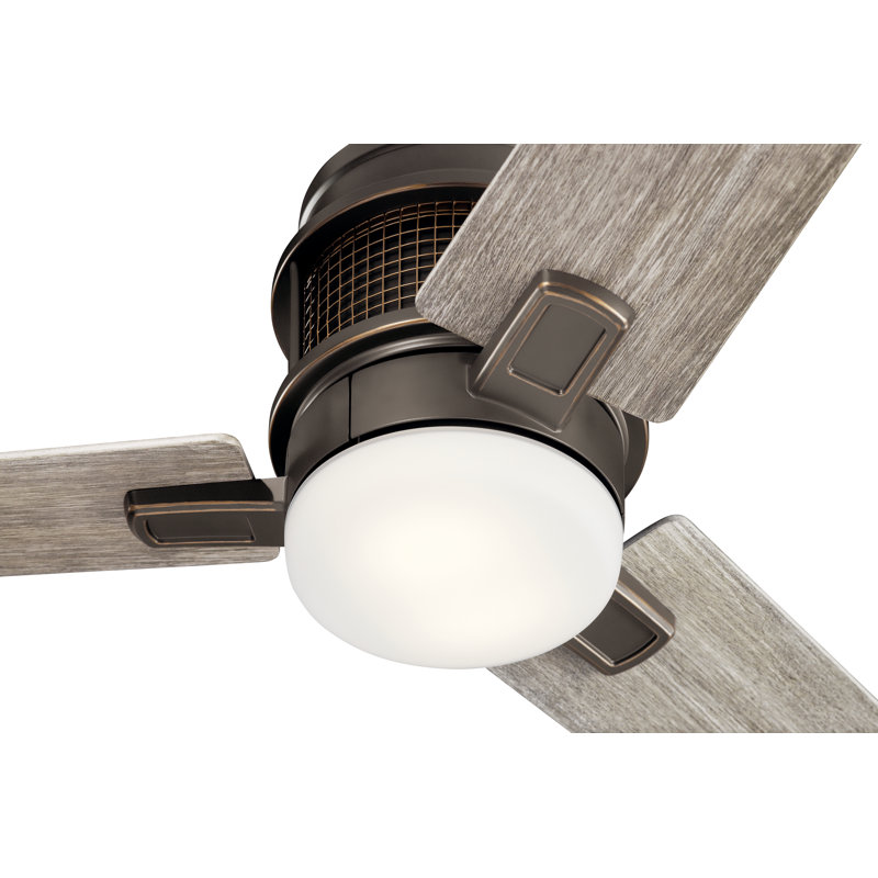 Ventilateur de plafond encastré à DEL à 3 pales de 52 po avec commande murale et ensemble d'éclairage inclus , Bronze vieilli