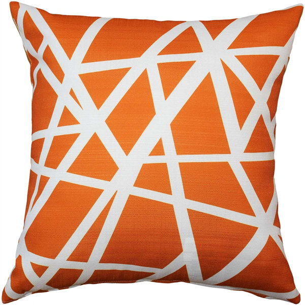 Bird's Nest Geometric Throw Pillow, Orange