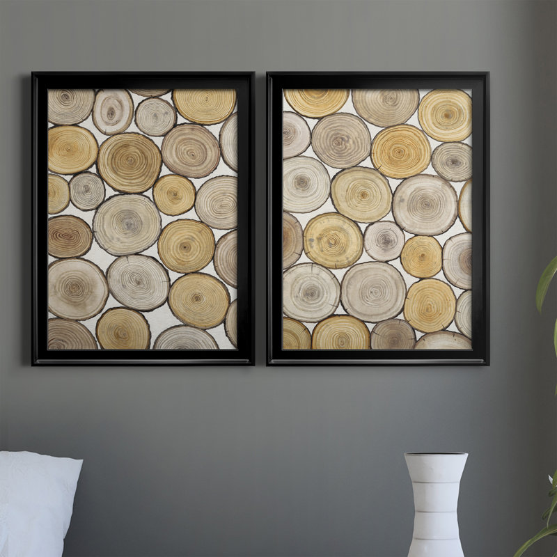 Tree Ring Study I - Ensemble de 2 impressions sur toile encadrées, H 24,5 po x l 18,5 po x P 1,25 po, Cadre noir