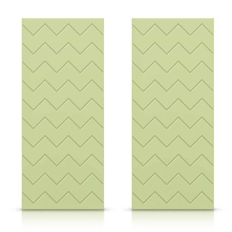 Panelled Manufactured Wood Sliding Closet Doors, Sage Green, 60" x 84"