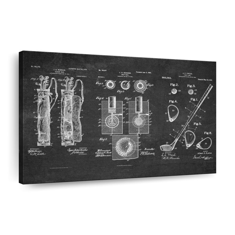 Golf Patents, reproduction sur toile, L 16 po x H 24 po