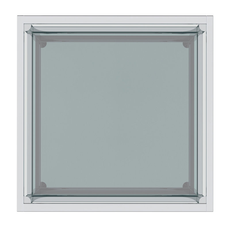 Petite table basse carrée Charles en argent, H 14 po x L 20 po x l 20 po 