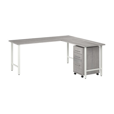 Bush Business Furniture Hustle 72W X 24D L Shaped Computer Desk With 3 Drawer Mobile File Cabinet - Reversible