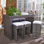 Ensemble repas pour 6 personnes en osier avec table rectangulaire Weisser