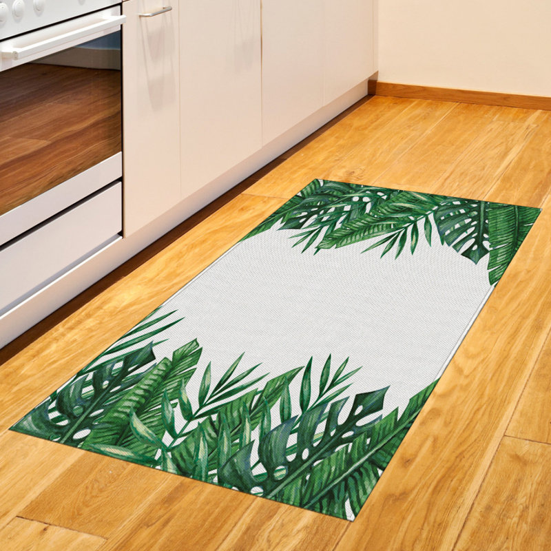 Palm Leaf High Density Long Fiber Poly Threads Decorative Area Rug Carpet, Rectangle 2'7" x 5'