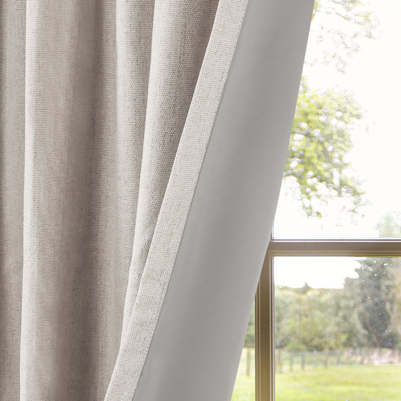 Chenille Blackout Back Tab Curtain Pair(2 panels), 52" W x 84" L, Cream