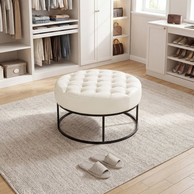 Owen Genuine Leather Round Ottoman