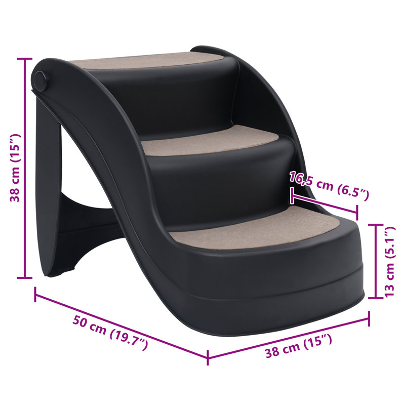 Ceres Collapsible Stairs With 3 Steps, Black