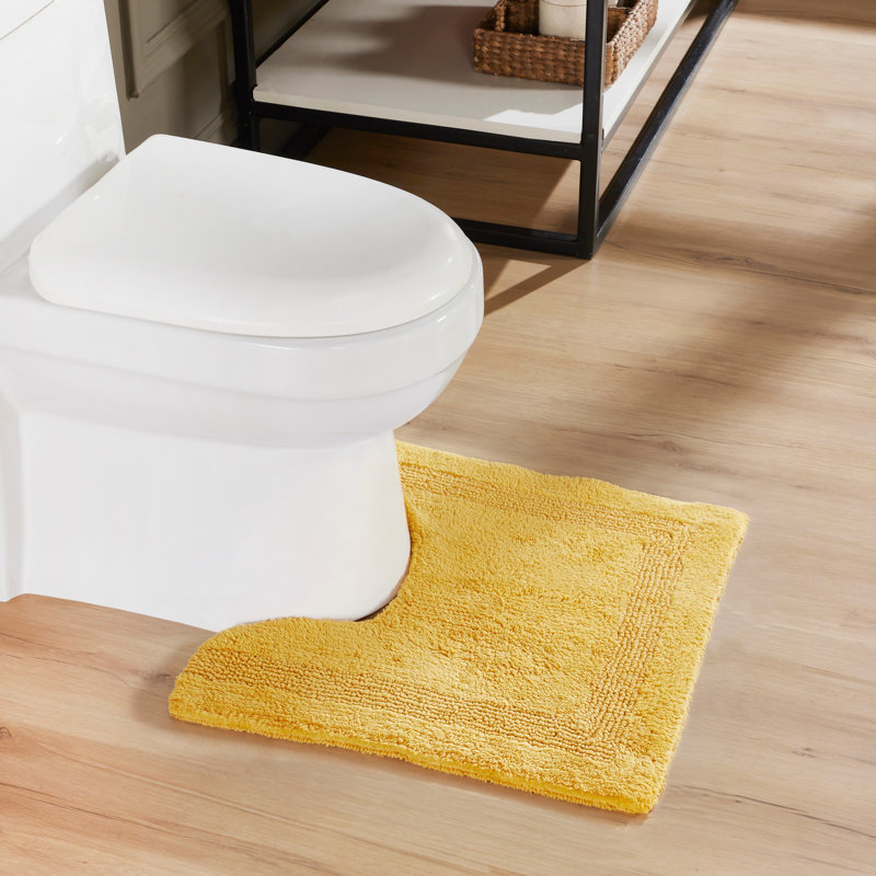 Lux Premium 100% Cotton Tufted Reversible Contour Bath Rug – Super Absorbent, Machine Washable U-Shaped Contour Toilet Rug, 20” x 20”