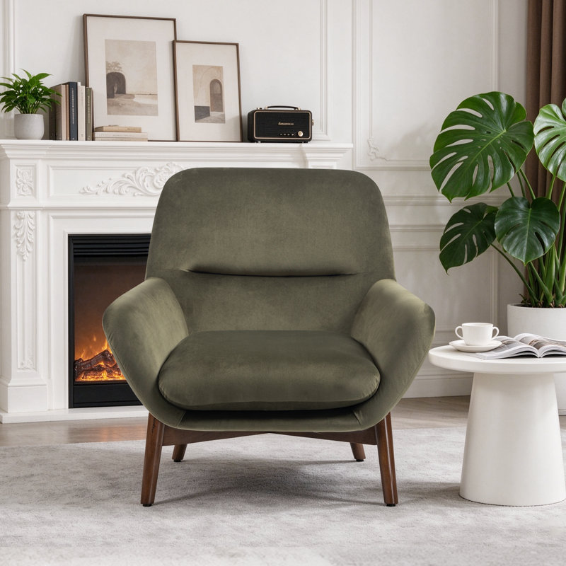 Chaise d'appoint rembourrée Odell, Velours vert