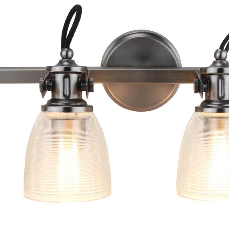 4 Light Vanity Lamp With Clear Horizontal Ribbed Glass