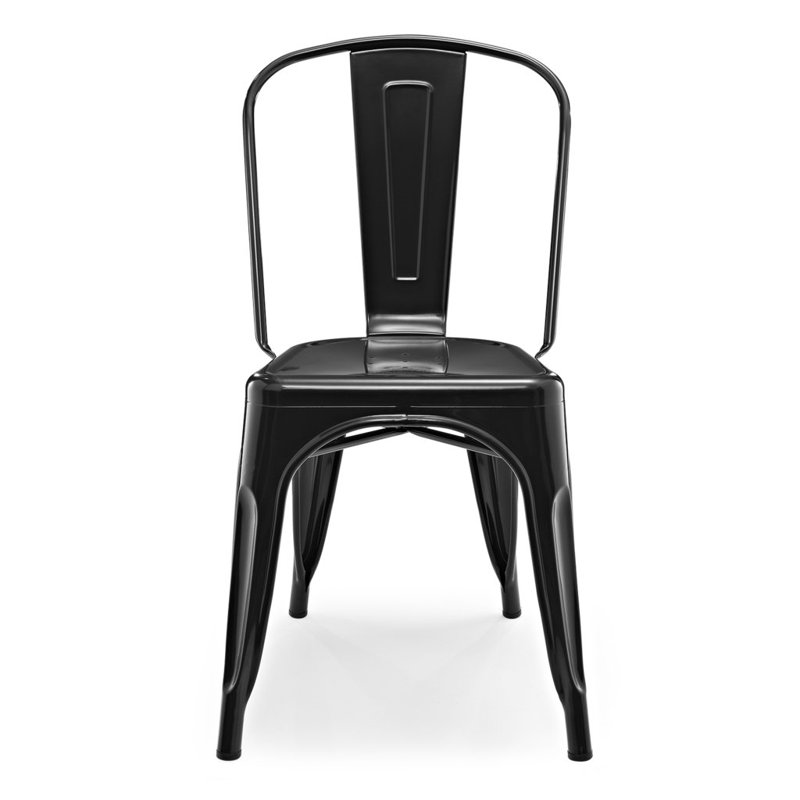 17'' H Metal Stacking Side Chair, Black