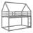 Low House Bunk Bed with Integrated Ladder-1553496721