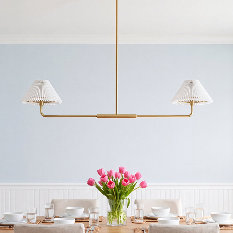 Pearson 2-Light Chandelier, Natural Brass
