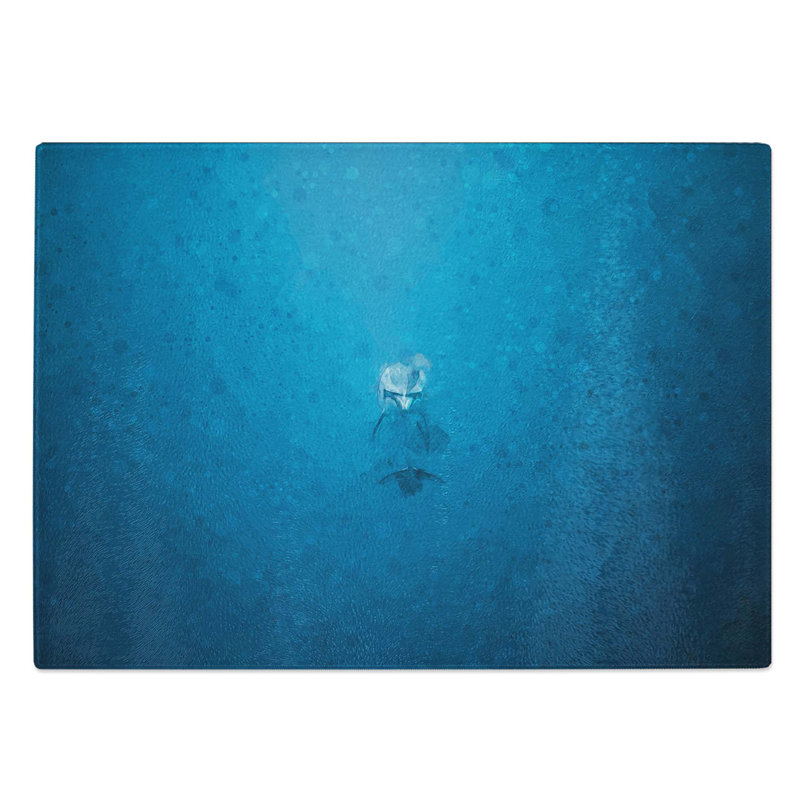 Glass Lone Dolphin in Abstract Chopping Board, 39 cm W x 28.5 cm L
