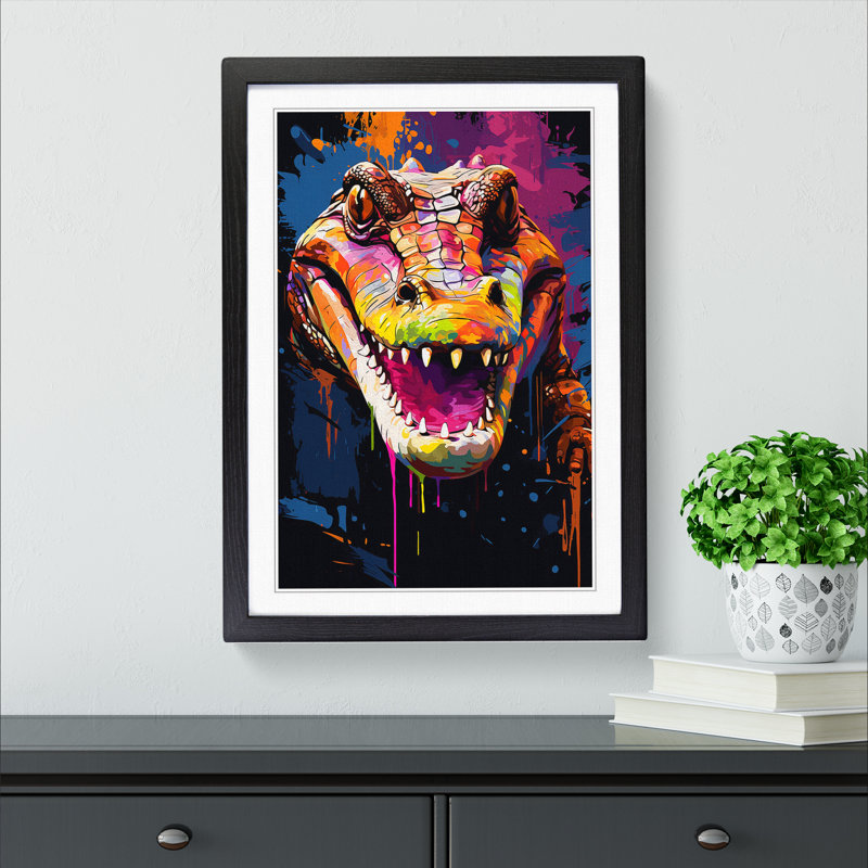 Alligator Pop - Framed Print, 46cm H x 34cm W x 2cm D, Black Framed