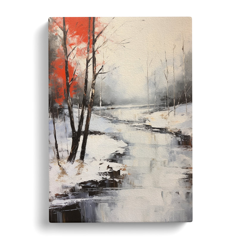 Winter Landscape Gestural No.2 - Wrapped Canvas, 60cm H x 40cm W x 3cm D