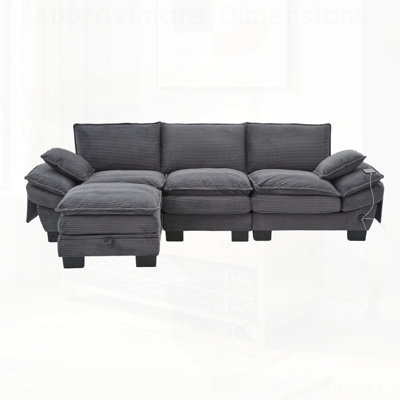 Canapé modulaire modulaire, canapé à assise profonde, canapé en velours côtelé, mobilier rembourré confortable pour salon, appartement, studio, bureau, plusieurs configurations
