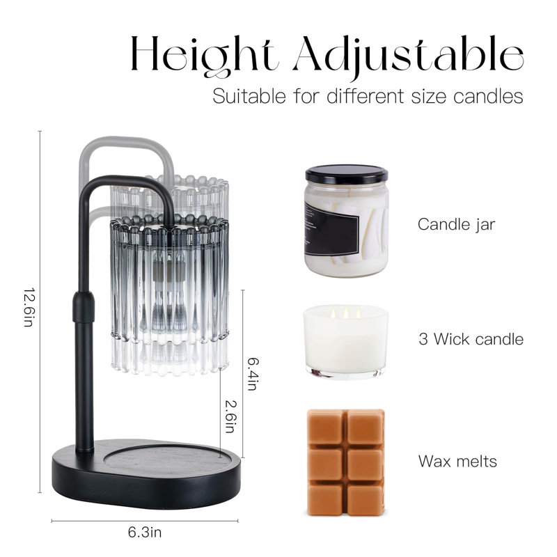 Candle Warmer Lamp With Timer: Black Candle Warming Lamp Height Adjustable Wax Melt Warmer Dimmable Modern Farmhouse New Home Bedroom Decor Mothers Day Housewarming Gift For Women