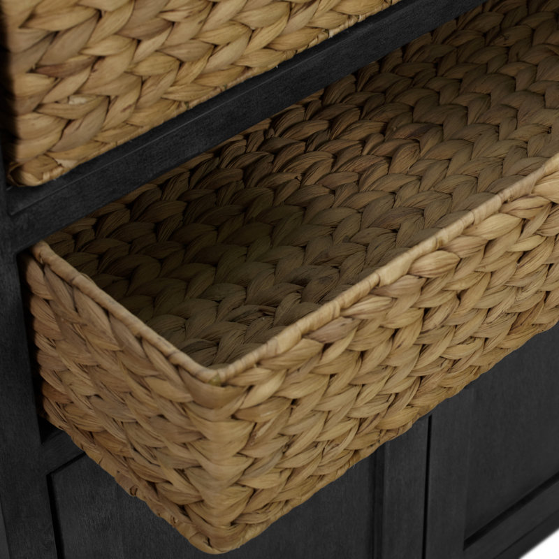 Armoire de rangement avec 2 paniers en osier ClickDecor Nelson