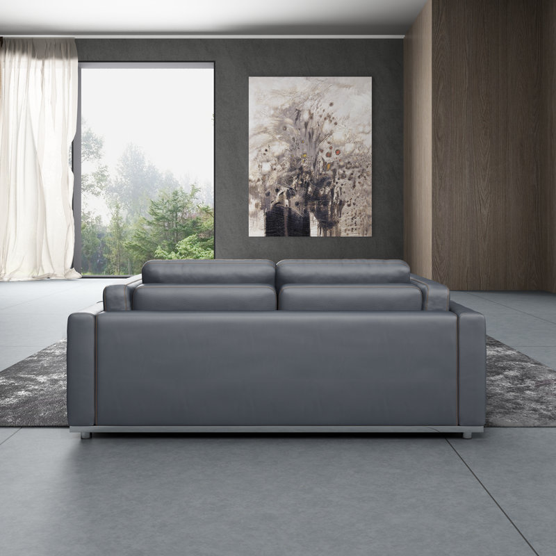 Picasso Loveseat, Gray Genuine Leather
