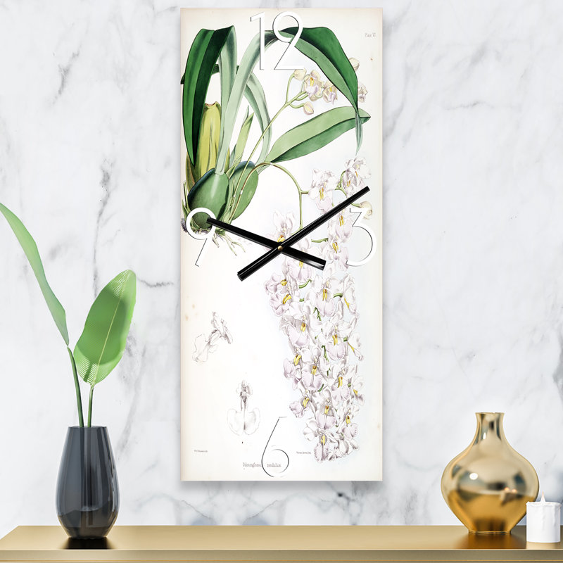 Horloge murale rétro Vintage White Orchid II, Petit