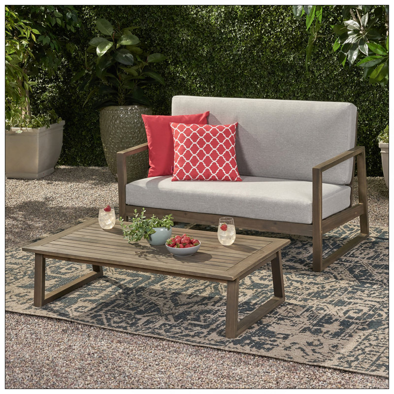BELGIAN LOVESEAT & COFFEE TABLE, Light Gray Cushion/Gray Frame