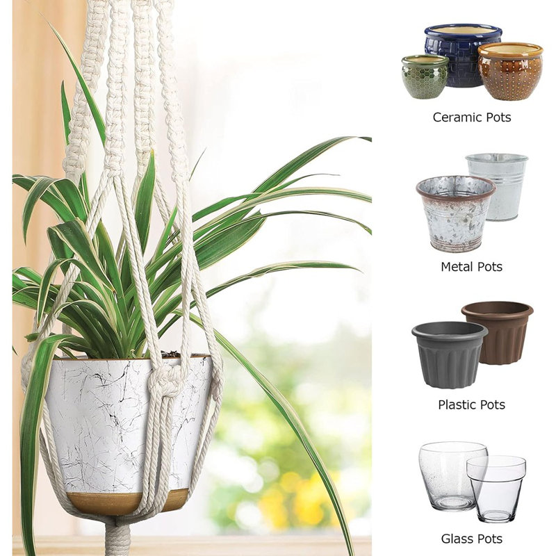 Ensemble de 3 pots à fleurs suspendus pour plante d'intérieur