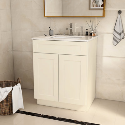 36 po x 21 po x 34,5 po, armoire de meuble-lavabo gris en contreplaqué gris - protégé, pour installation silencieuse à fermeture en douceur, protégé