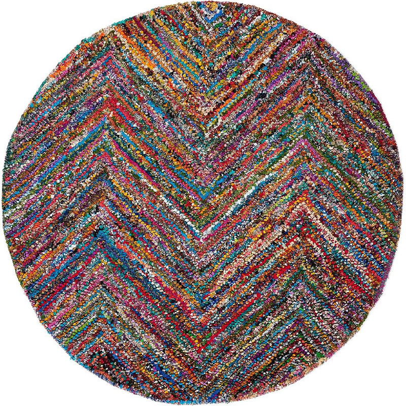 Nantucket Hand Tufted Cotton Pile Chevron Rug, Round 6'